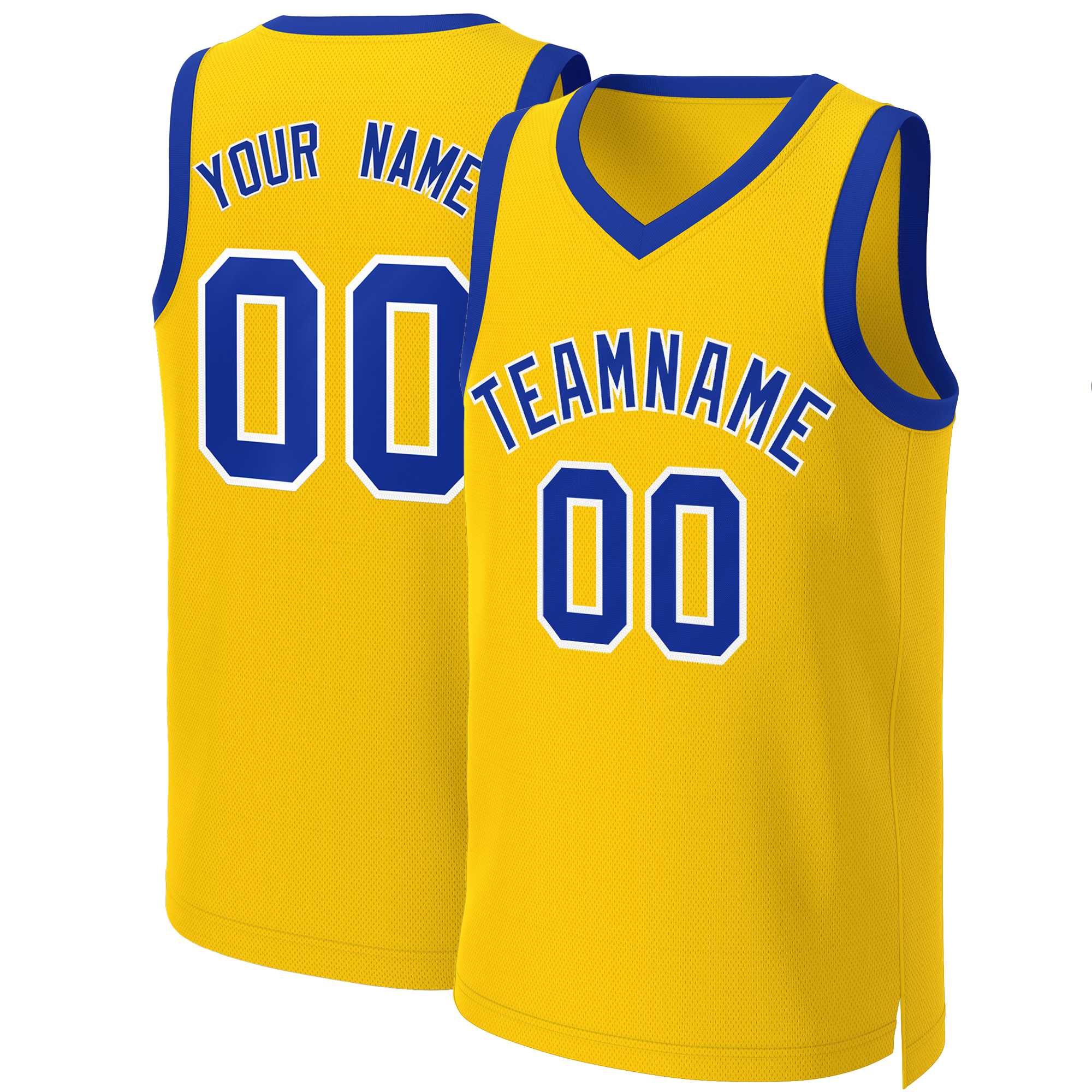 Maillot de basket-ball classique jaune Royal-blanc personnalisé