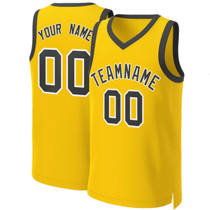 Maillot de basket-ball classique personnalisé jaune noir-blanc