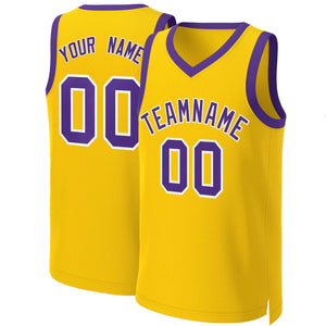 Custom Yellow Purple-White Classic Tops Basketball Jersey