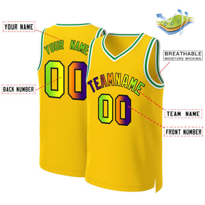 Custom Yellow Purple-Black Classic Gradient Fashion Tops Basketball Jersey