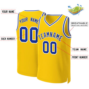 Maillot de basket-ball classique jaune Royal-blanc personnalisé