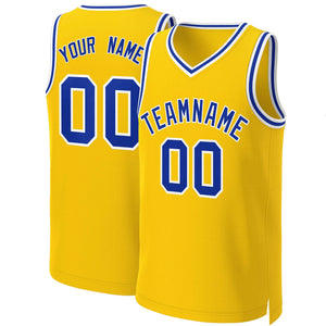 Maillot de basket-ball classique jaune Royal-blanc personnalisé