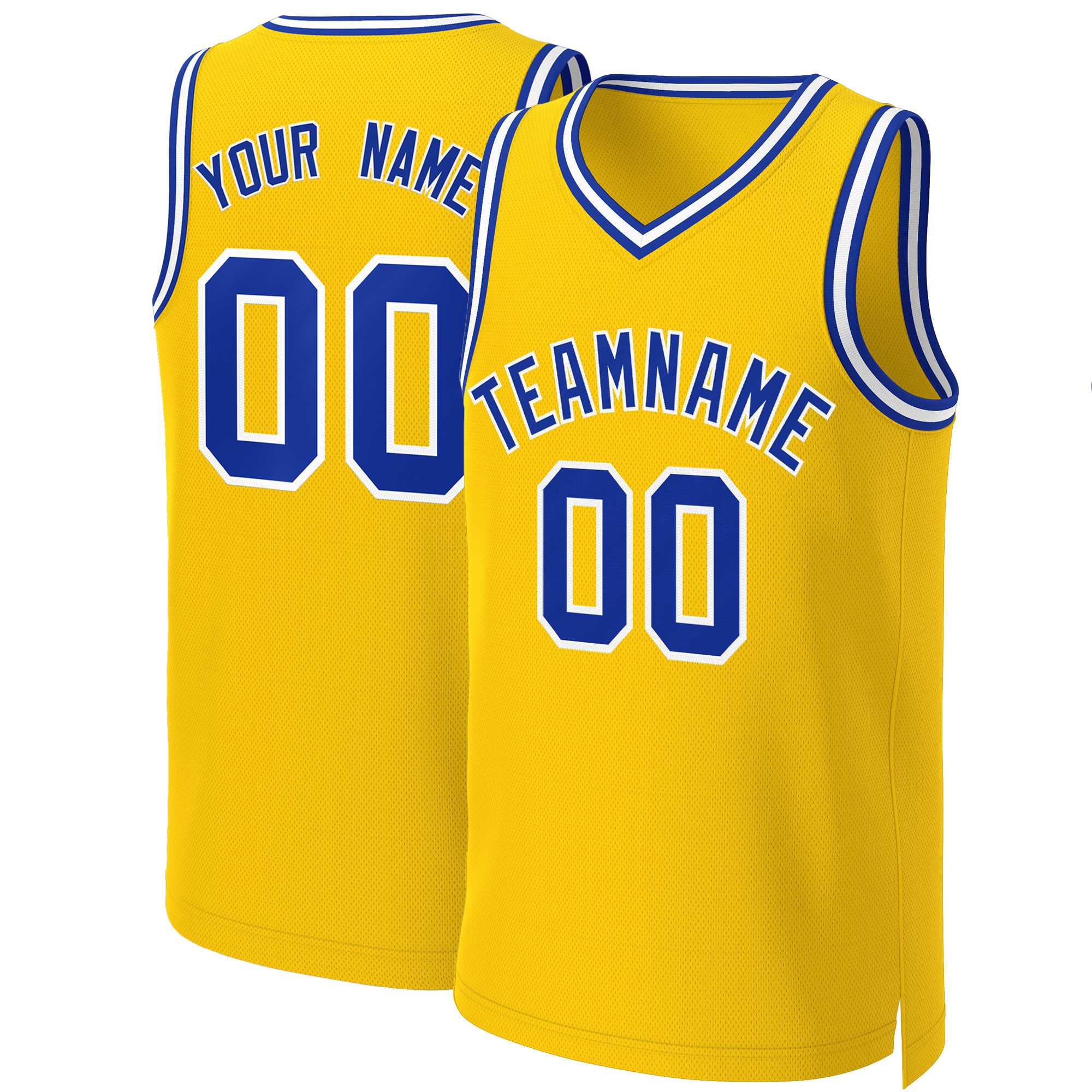 Custom Yellow Royal-White Classic Tops Basketball Jersey