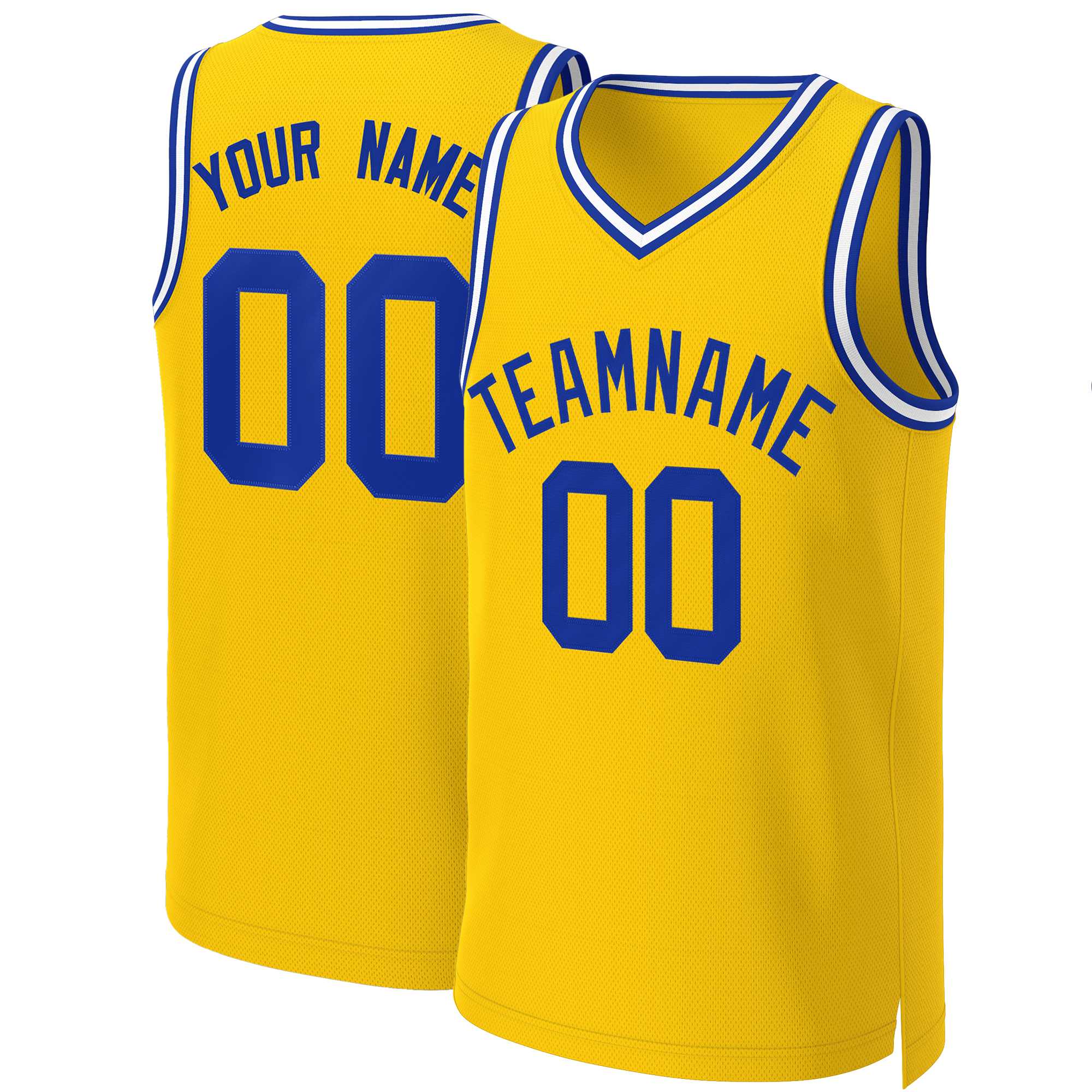 Maillot de basket-ball personnalisé jaune Royal Classic Tops