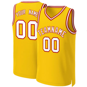 Maillot de basket-ball classique jaune blanc-rouge personnalisé