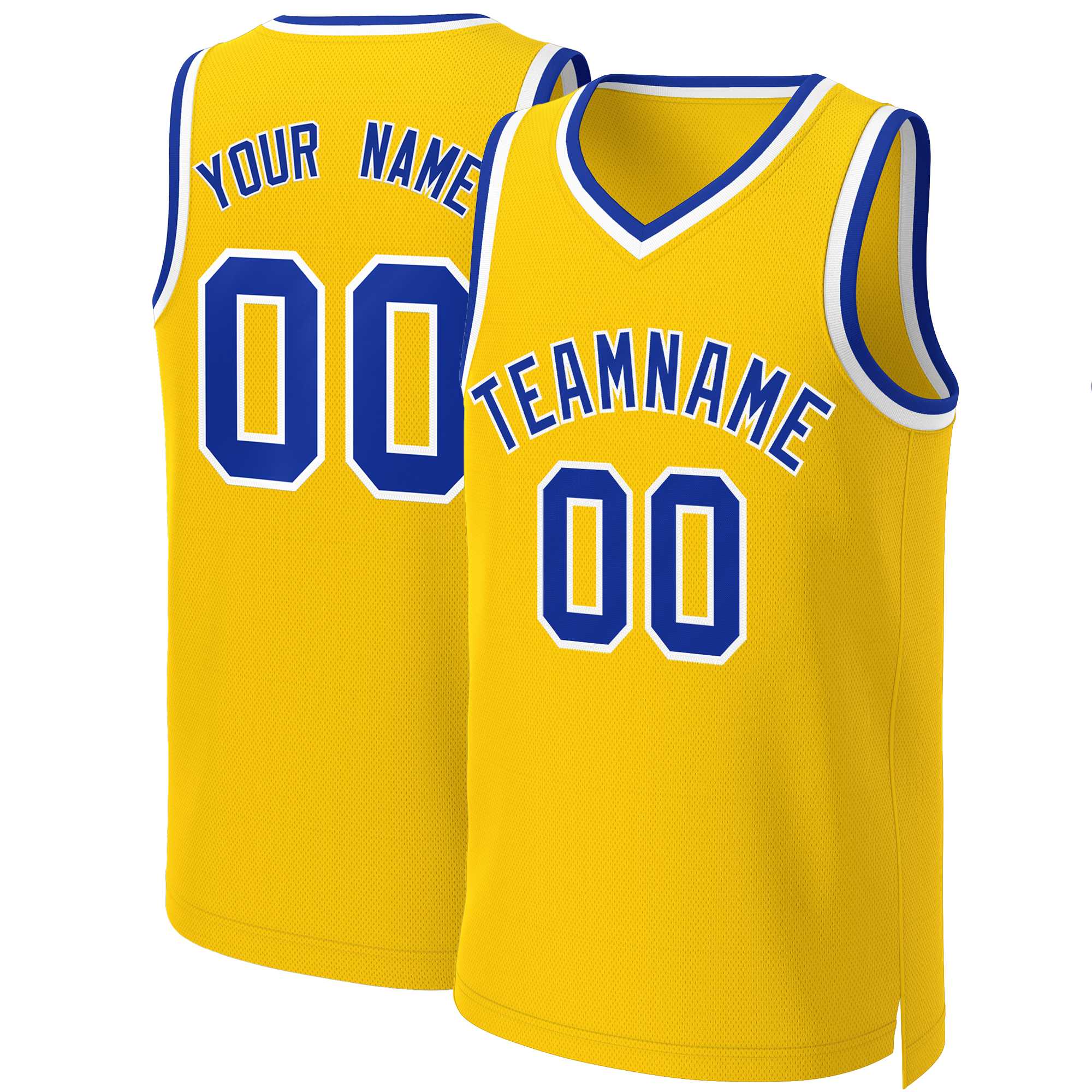 Custom Yellow Royal-White Classic Tops Basketball Jersey