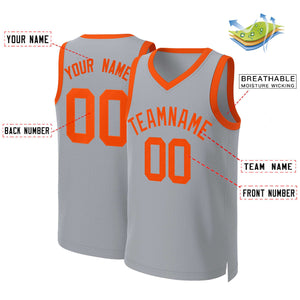 Maillot de basket-ball classique gris Orange personnalisé