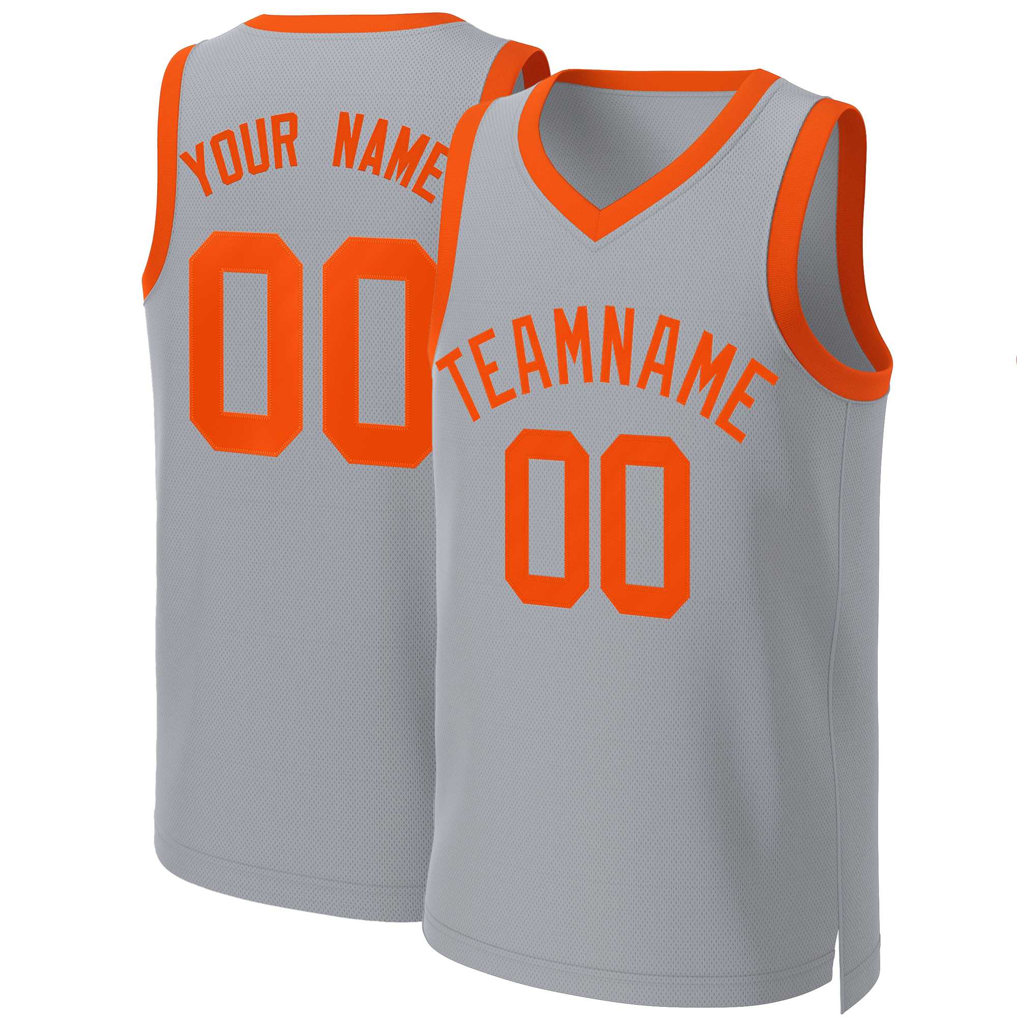 Custom Gray Orange Classic Tops Basketball Jersey