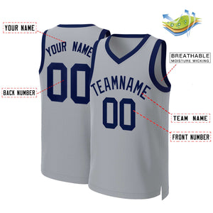 Maillot de basket-ball classique gris marine personnalisé