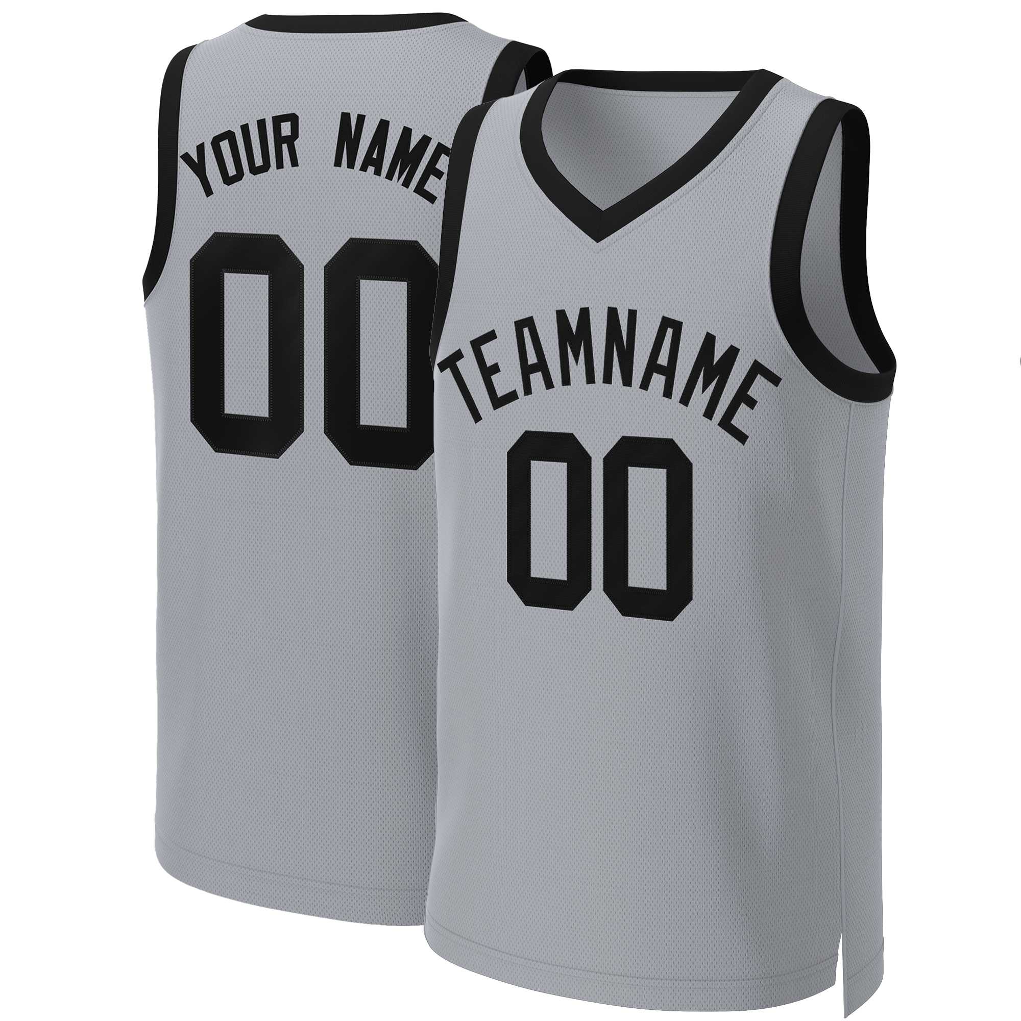 Custom Gray Black Classic Tops Basketball Jersey