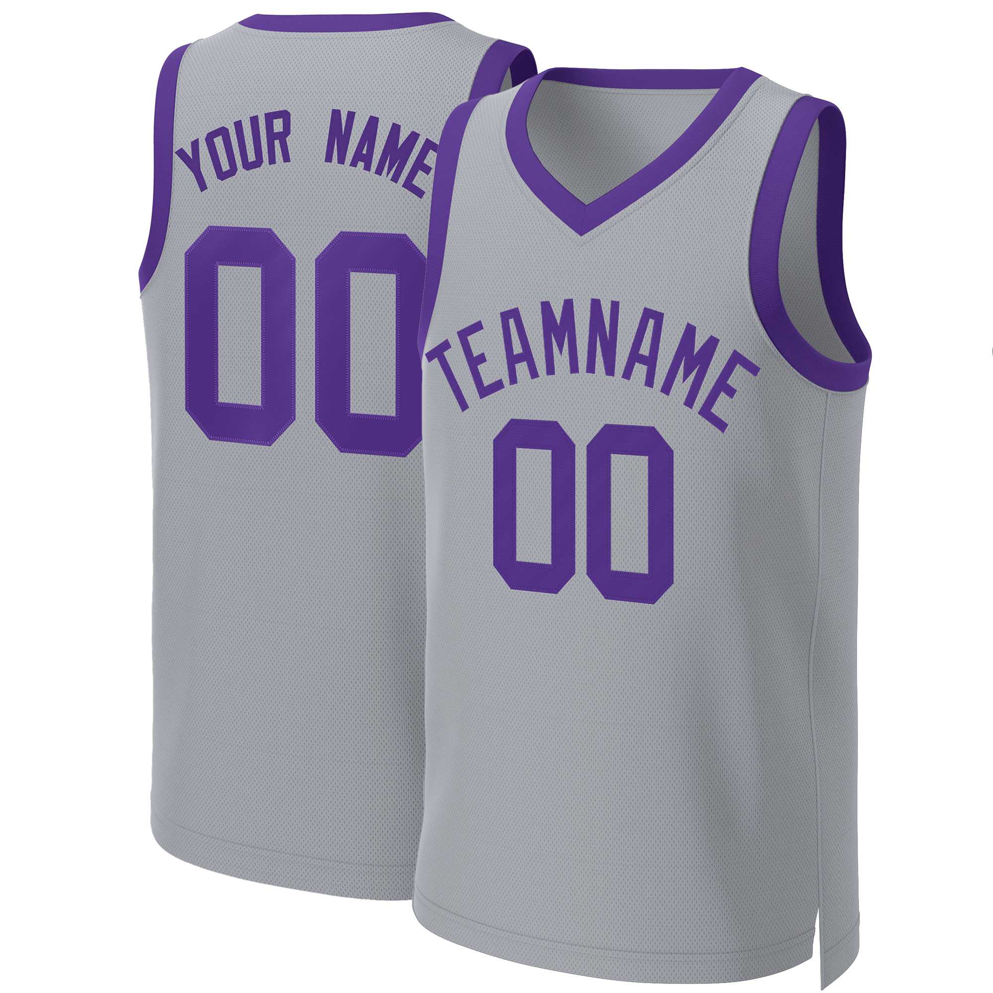 Maillot de basket-ball classique personnalisé gris violet