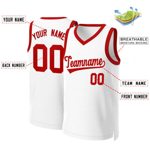 Custom White Red Classic Tops Basketball Jersey