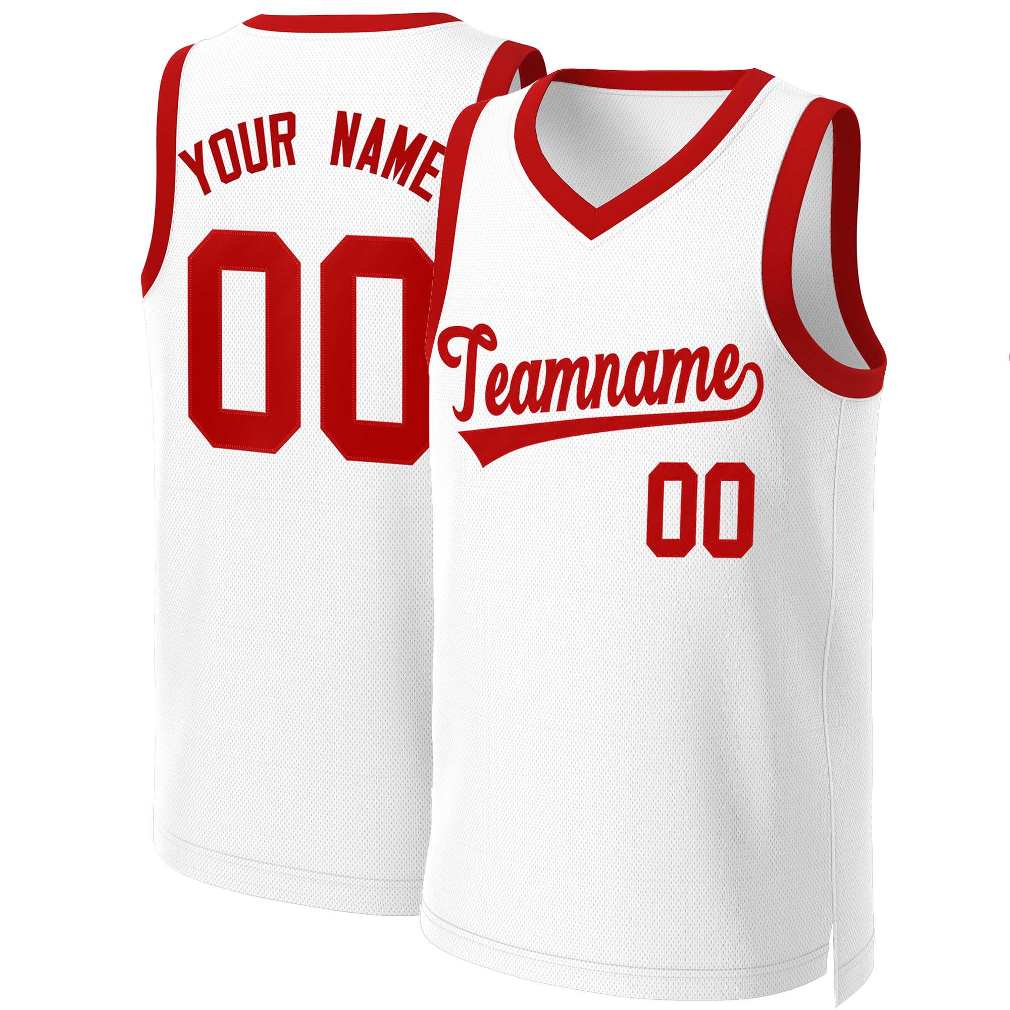 Maillot de basket-ball classique blanc rouge personnalisé