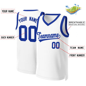 Maillot de basket-ball Royal Classic blanc personnalisé