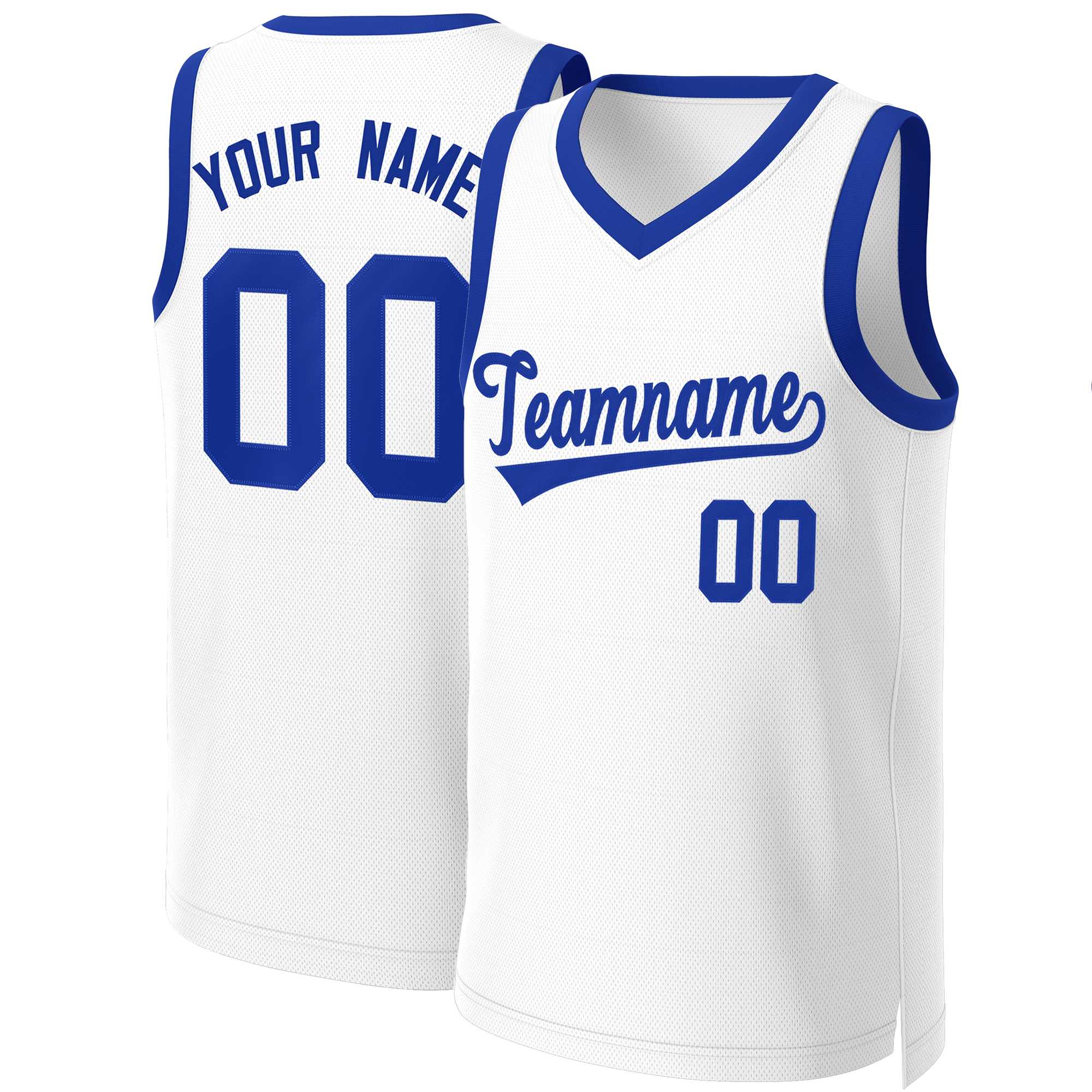 Maillot de basket-ball Royal Classic blanc personnalisé