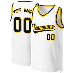 Custom White Black-Yellow Classic Tops Basketball Jersey