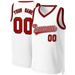 Maillot de basket-ball classique personnalisé blanc rouge-blanc