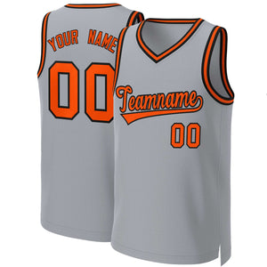 Maillot de basket-ball classique personnalisé gris Orange-noir