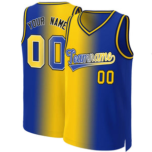 Custom Royal Royal-White Gradient Fashion Tops Basketball Jersey