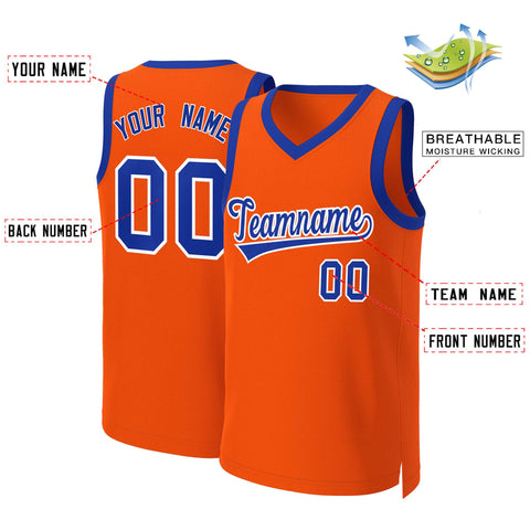 Custom Orange Royal-White Classic Tops Basketball Jersey