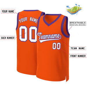 Maillot de basket-ball classique personnalisé Orange blanc-violet