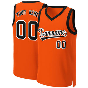 Maillot de basket-ball classique personnalisé Orange noir-blanc