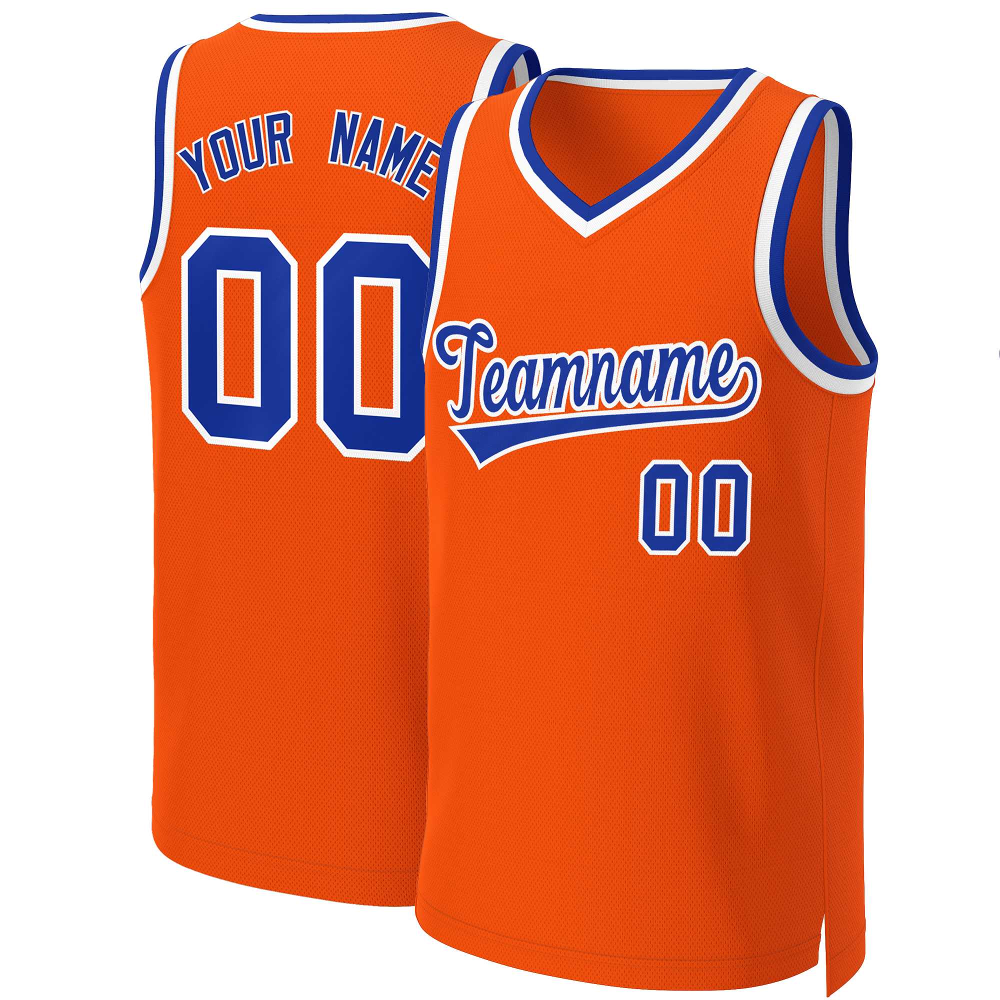 Custom Orange Royal-White Classic Tops Basketball Jersey