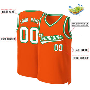 Maillot de basket-ball classique personnalisé Orange blanc-vert Kelly