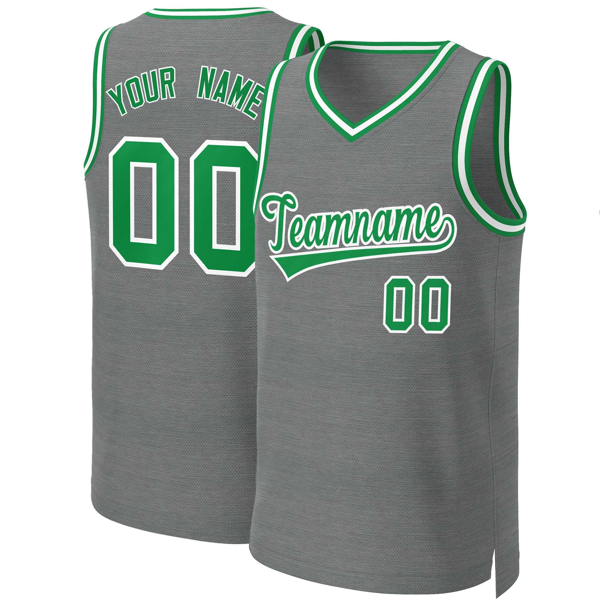 Custom Dark Gray Kelly Green-White Classic Tops Basketball Jersey