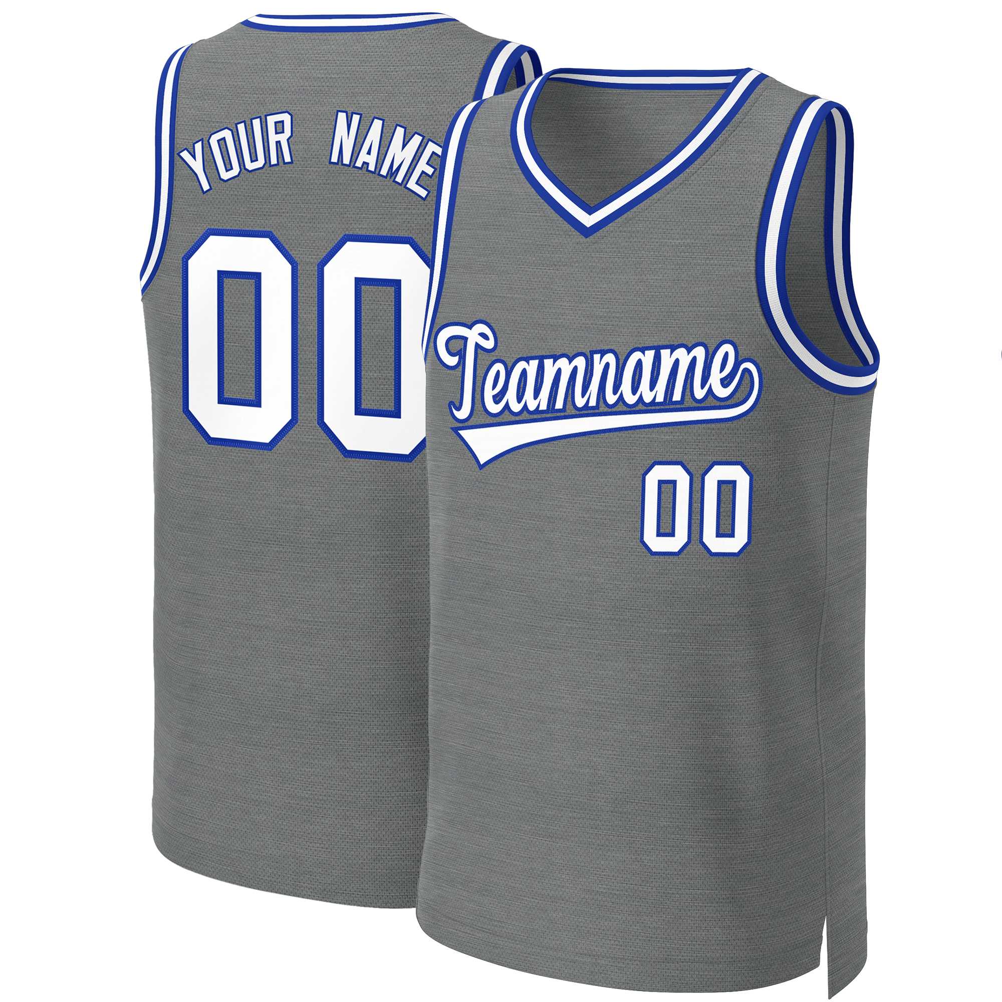 Custom Dark Gray White-Royal Classic Tops Basketball Jersey