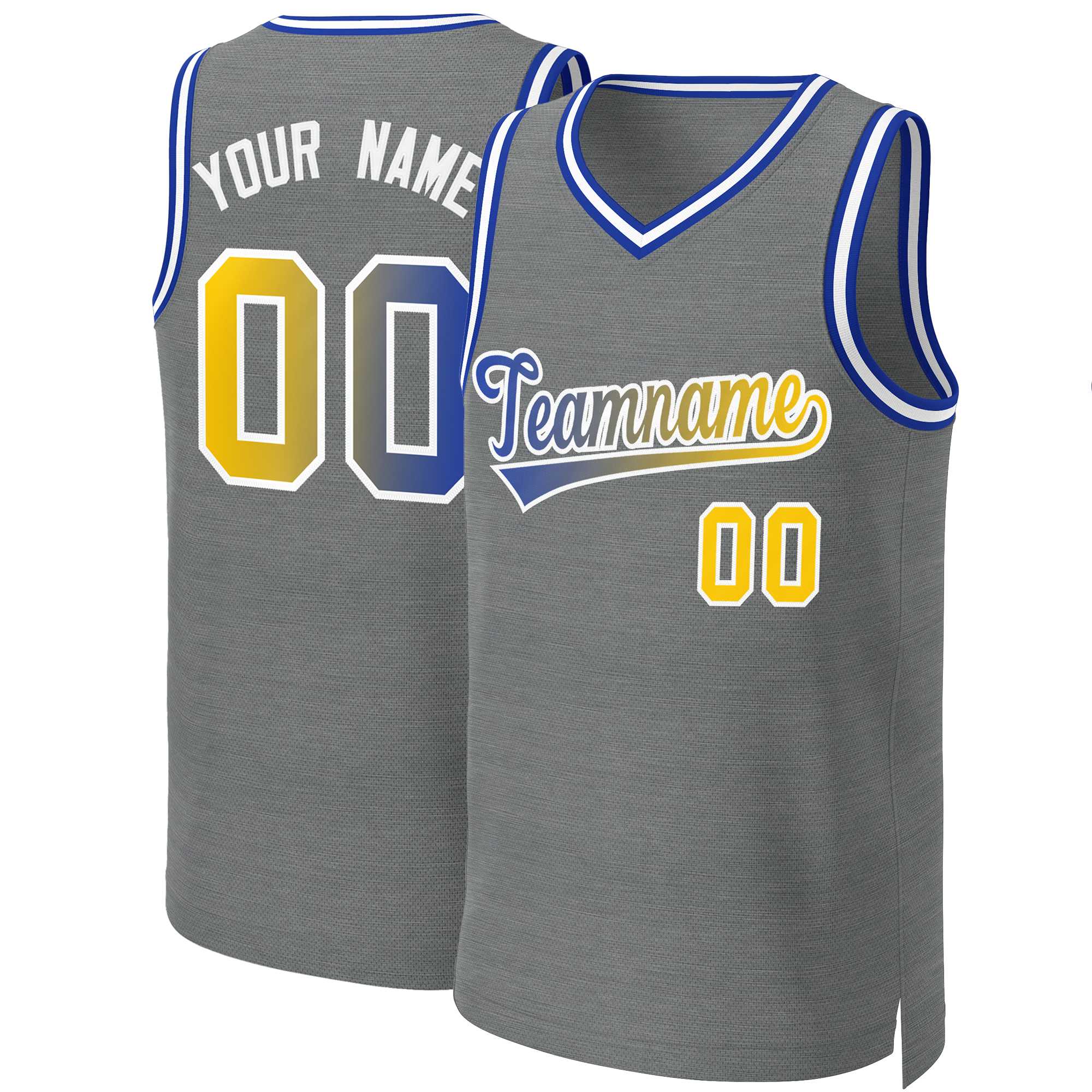 Custom Dark Gray Royal-White Classic Gradient Fashion Tops Basketball Jersey