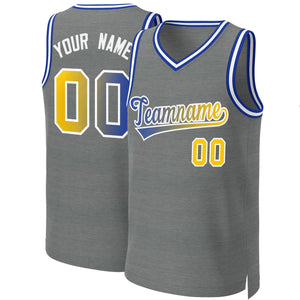 Custom Dark Gray Royal-White Classic Gradient Fashion Tops Basketball Jersey