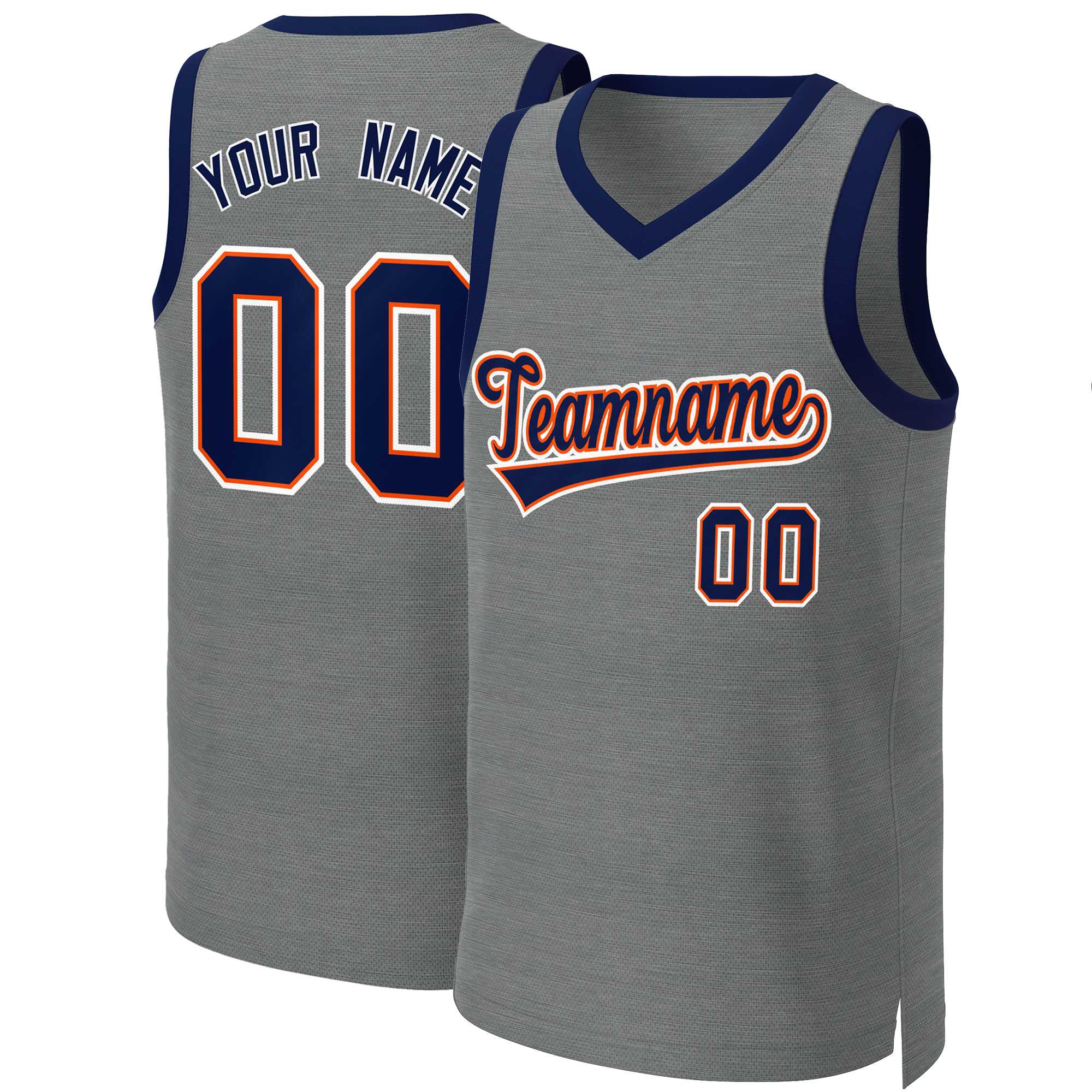 Custom Dark Gray Navy-Orange Classic Tops Basketball Jersey