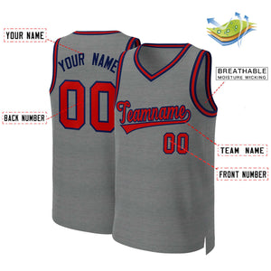 Maillot de basket-ball classique personnalisé gris foncé rouge-marine