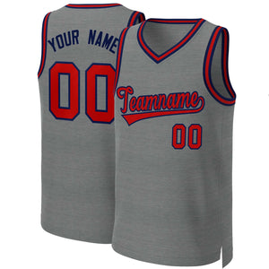 Maillot de basket-ball classique personnalisé gris foncé rouge-marine