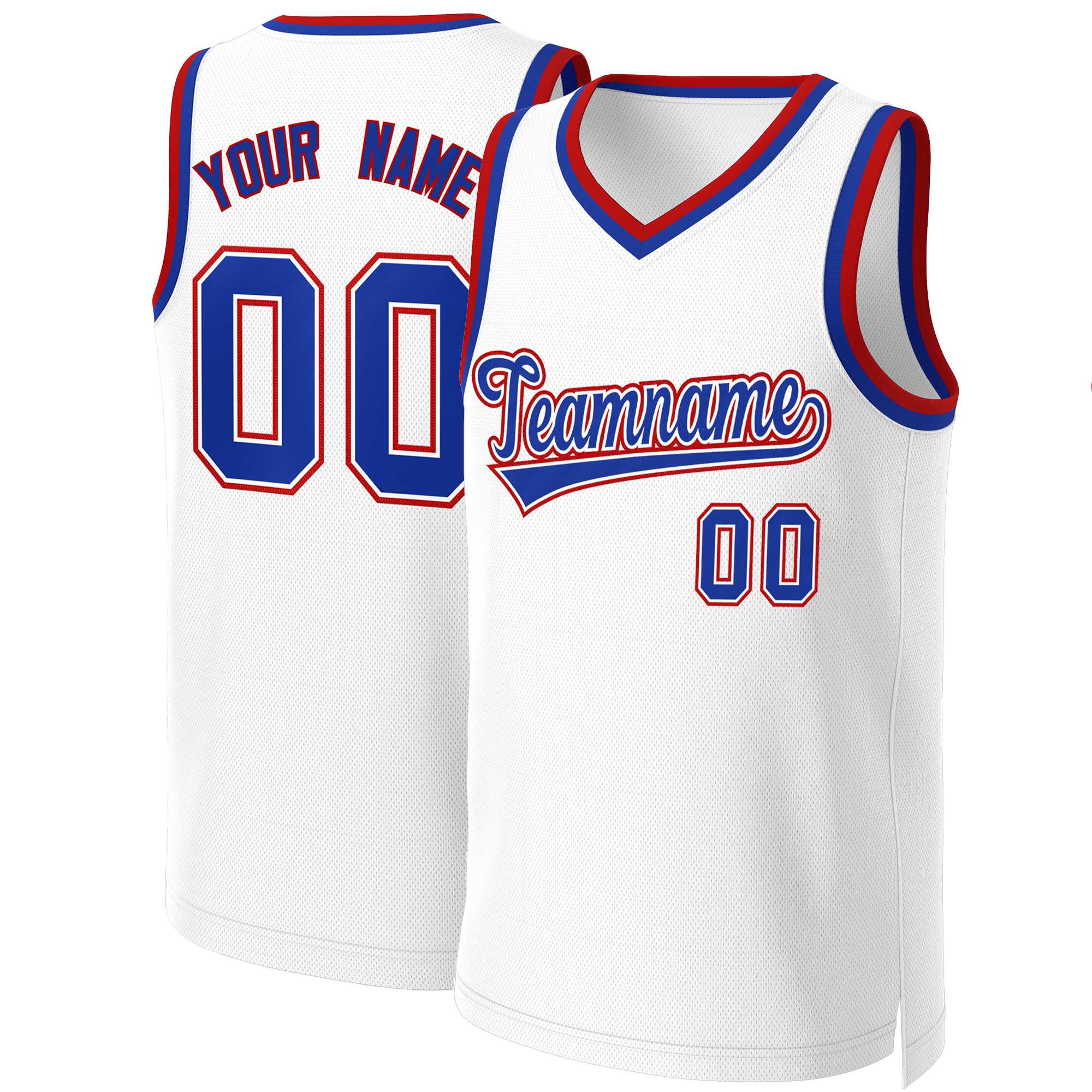 Maillot de basket-ball classique blanc Royal-blanc personnalisé