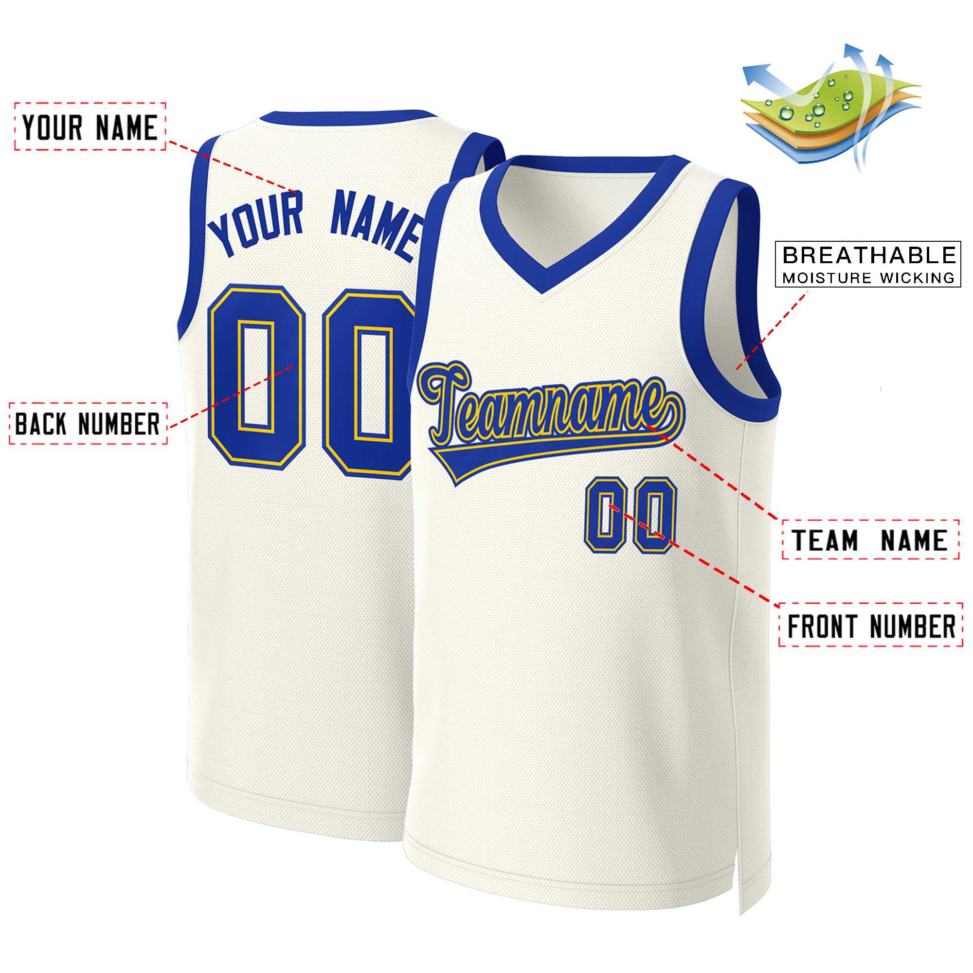 Custom Khaki Royal-Yellow Classic Tops Basketball Jersey