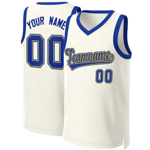 Custom Khaki Royal-Yellow Classic Tops Basketball Jersey