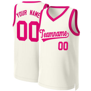 Custom Khaki Pink Classic Tops Basketball Jersey