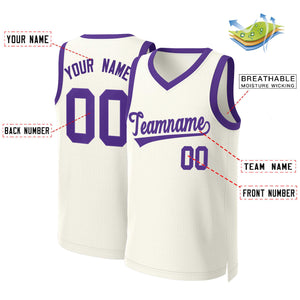 Custom Khaki Purple Classic Tops Basketball Jersey