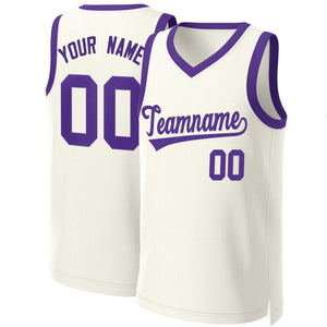 Custom Khaki Purple Classic Tops Basketball Jersey