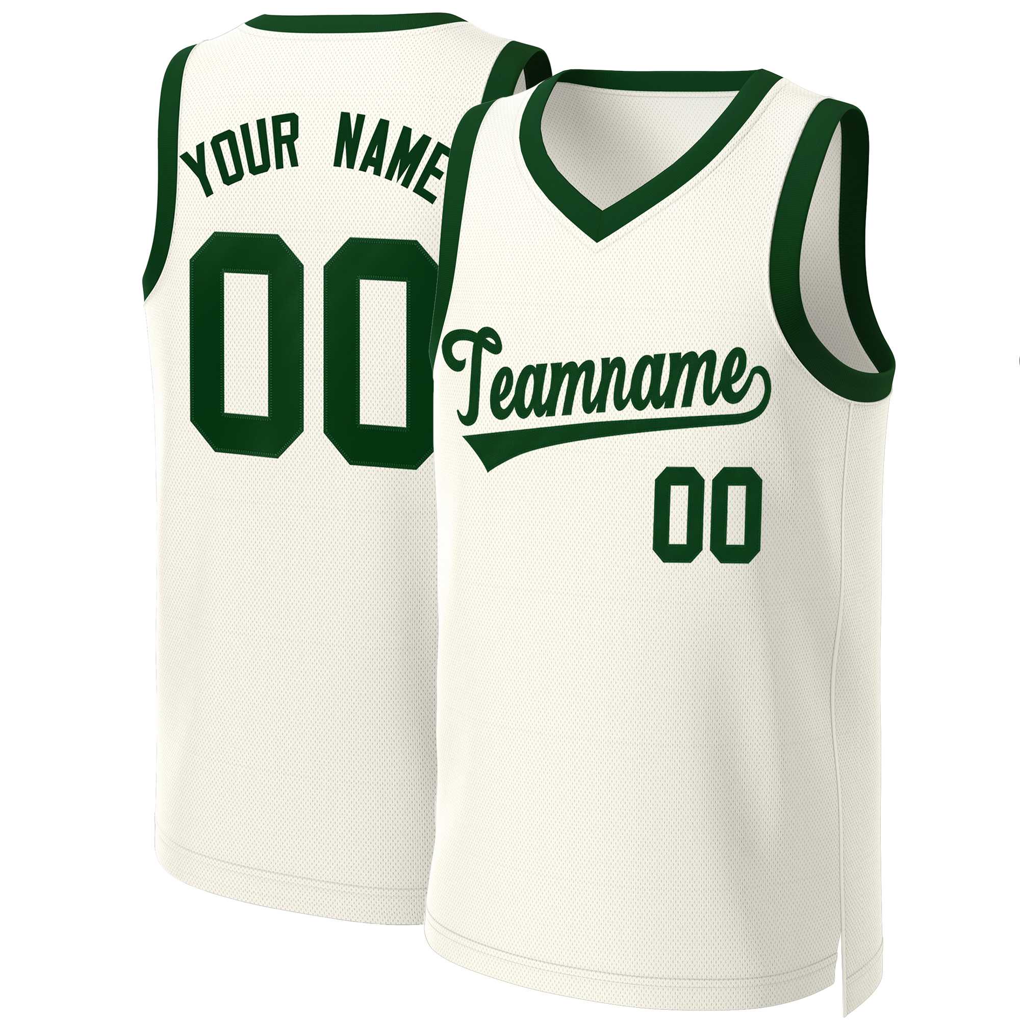 Maillot de basket-ball classique vert kaki personnalisé