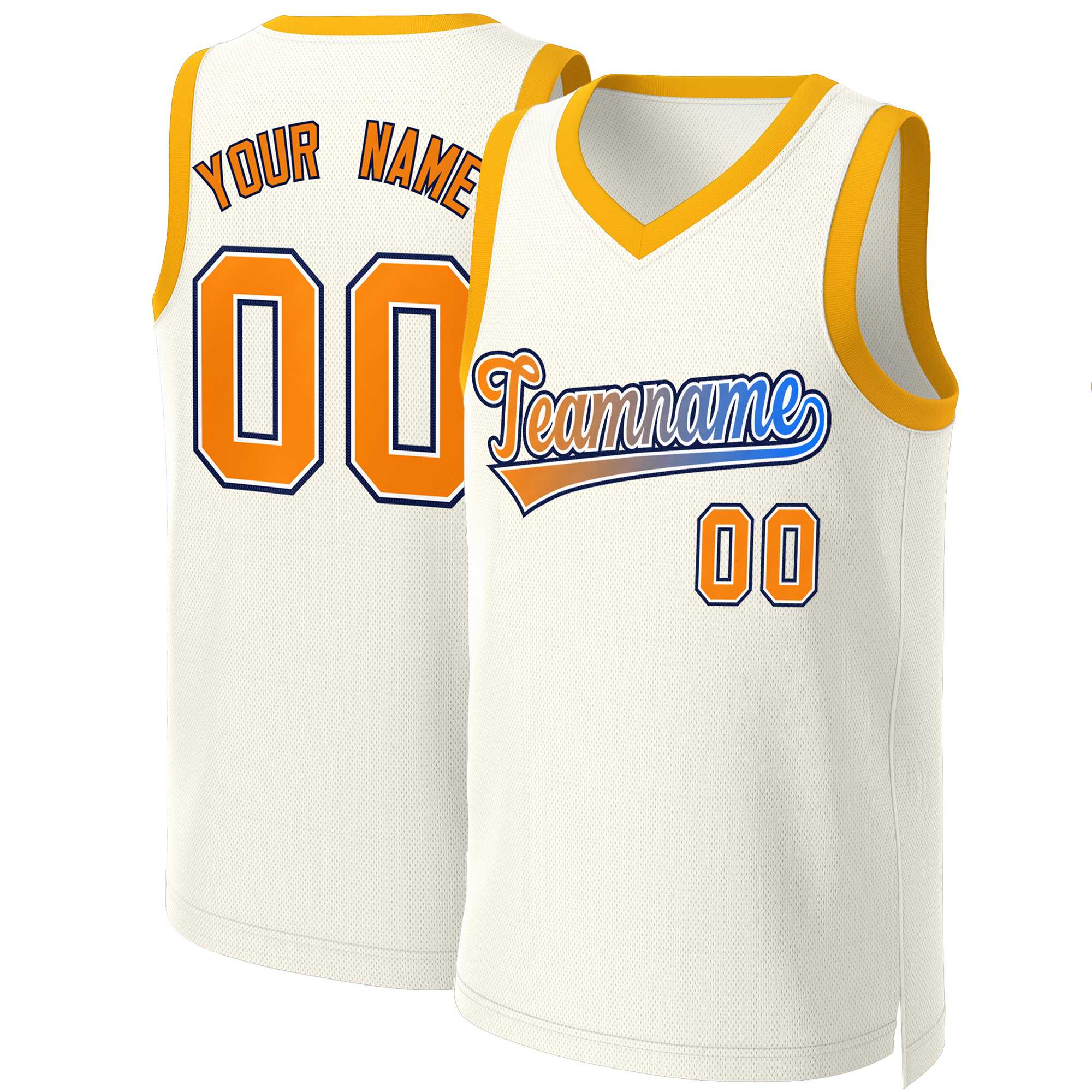 Custom Khaki Orange-White Classic Gradient Fashion Tops Basketball Jersey