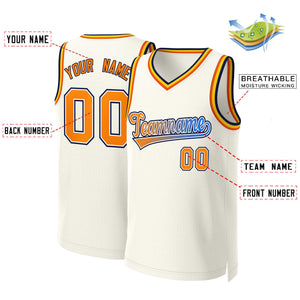 Custom Khaki Orange-White Classic Gradient Fashion Tops Basketball Jersey