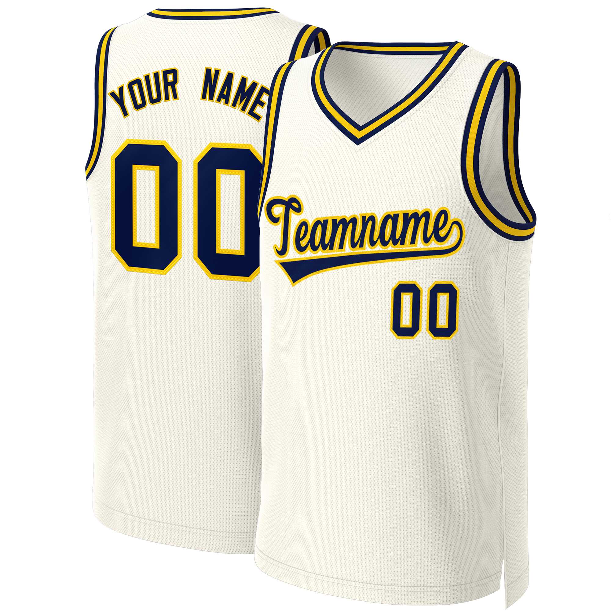 Custom Khaki Navy-Yellow Classic Tops Basketball Jersey