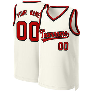 Custom Khaki Red-Black Classic Tops Basketball Jersey