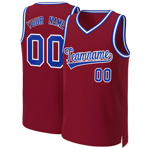 Custom Maroon Royal-White Classic Tops Basketball Jersey