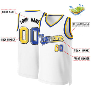 Maillot de basket-ball personnalisé, blanc Royal-blanc, dégradé classique, hauts à la mode