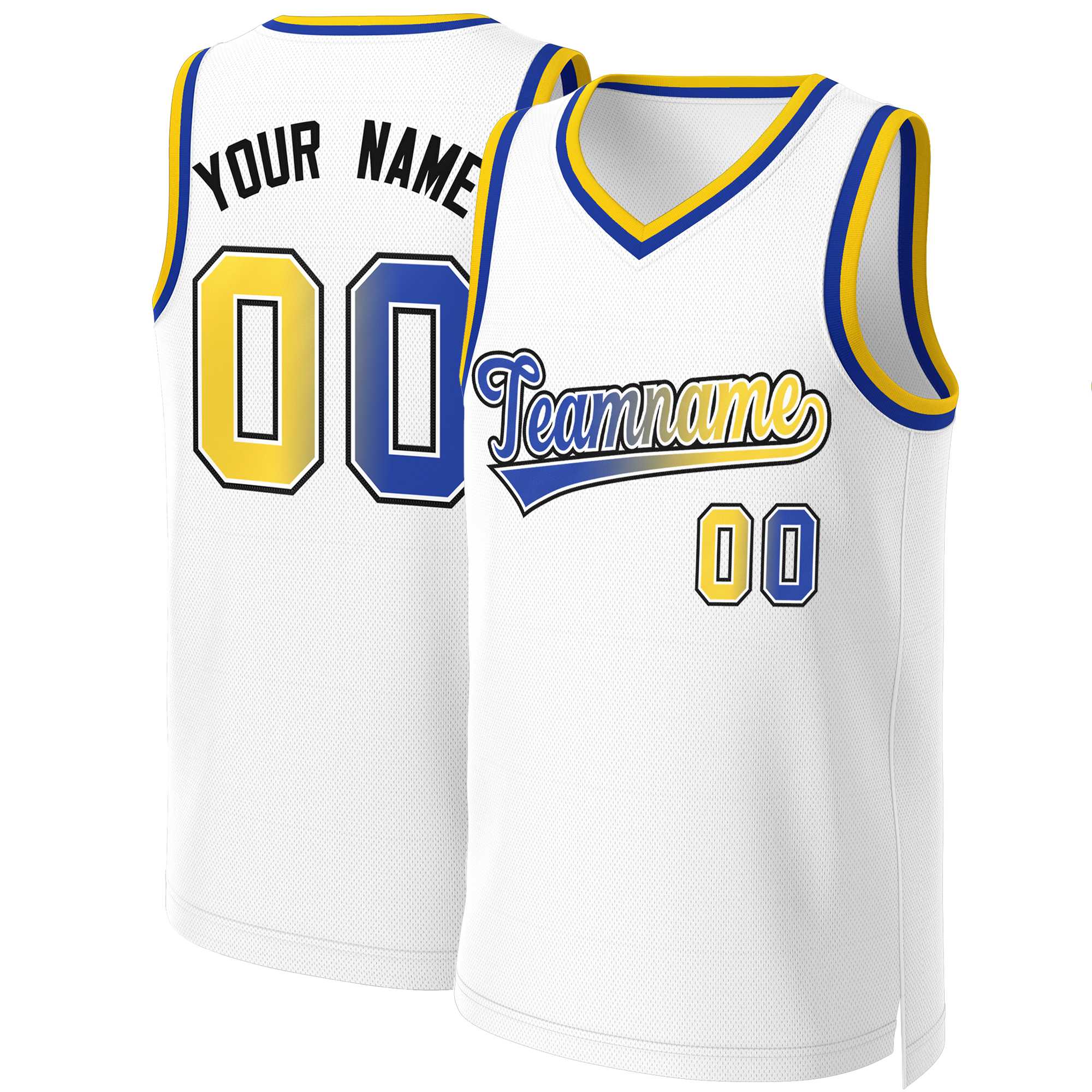 Custom White Royal-White Classic Gradient Fashion Tops Basketball Jersey