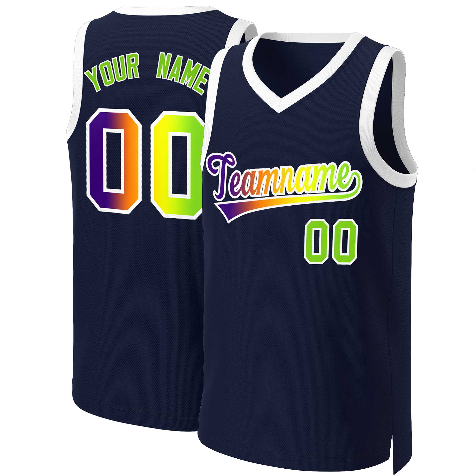 Custom Navy Purple-White Classic Gradient Fashion Tops Basketball Jersey